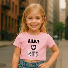Cropped Infantil Feminino Army K-Pop Banda Coreana Música Bangtan Boys Jungkook - Rosa - Visão 4