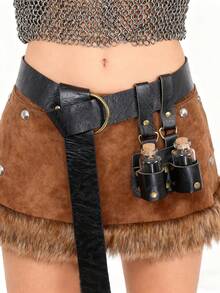 4pcs/Set Medieval Wizard Alchemist Potion Bottles, Glass Bottle Body With Medieval Knight Belt, Suitable For Cosplay Props And DIY Crafts - Black ZSJ-291 ZSJ-323 SP-173-2PCS - View 10