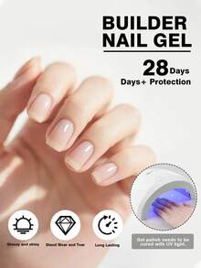 GELPOLISH 15毫升美甲延长胶，7合1透明延长胶，LED灯固化彩色橡胶底胶，加固增厚延长胶（含水钻），瓶装，适合DIY居家美甲及沙龙礼品 - 無色 - 查看 3