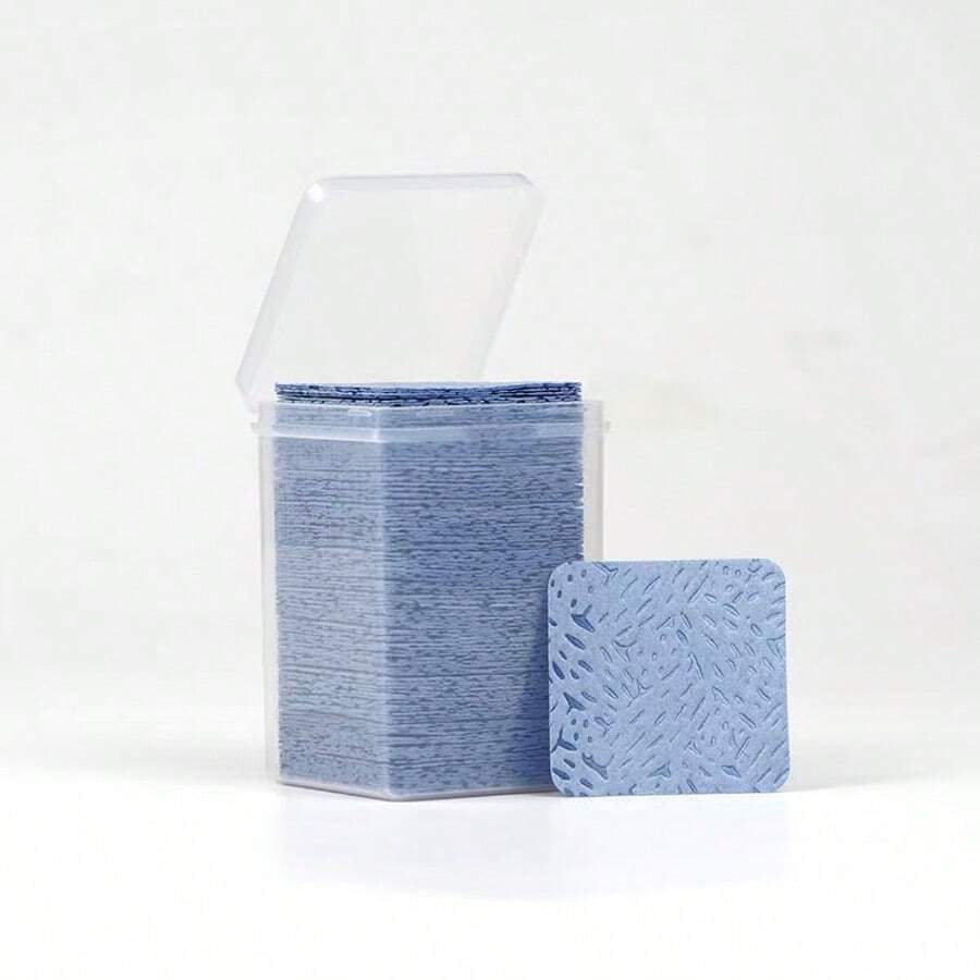 200pcs Lint-Free Nail Wipes - Professional Nail Polish Remover Pads, Unscented, UV Gel Cleansing Tissues For Manicure Prep And Finish - 藍色 - 查看 1