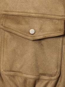 DEEKA Autumn/Winter New Women's Fashion Casual Suede Texture Bomber Jacket - Brown - View 6