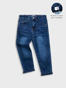 Boys' Classic Dark Washed Blue Straight Leg Jeans, Summer & Autumn - Dark Wash - View 14
