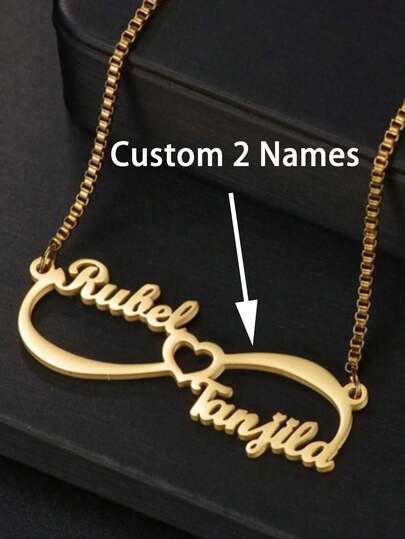 Customized Name Necklace,Women's Custom Name Necklace,Personalized Infinite Symbol 2 Names Necklace,Personalized Stainless Steel Gold Necklace,Halloween Decor,Custom Jewelry,Jewelry Women,Wedding Gift For Girlfriend Couple Commemorative Gift Valentine's Day New Year Gift Valentines Gold Vintage Middle School Students, High School Senior High School Students, College Students, University Students, Freshman, Sophomore, Underclassmen