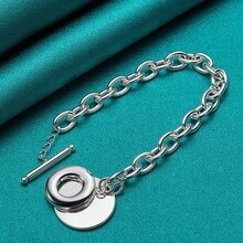 Pulsera de cadena con nariz de cerdo plateada en plata de ley 925 para mujeres y hombres, joyería de moda para bodas y fiestas