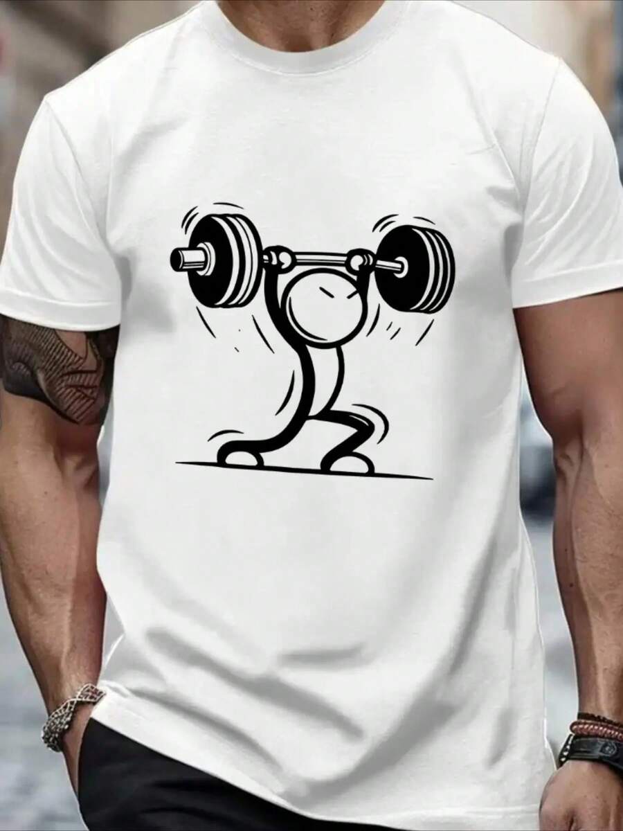 Camiseta Gráfica de Halterofilia para Hombre y Hombre/Mujer - Diseño de Levantamiento de Pesas de Alta Resistencia - Camiseta de Gimnasio Suave y Transpirable con Cuello Redondo - Camiseta Ligera para Entrenamiento de Halterofilia, Culturismo y Uso Casual - Top Atlético Lavable a Máquina - Regalo Ideal para Entusiastas del Fitness - Blanco - Ver 1