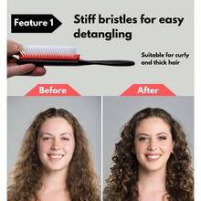 Hair Brush Curly, Thick, Wavy And Coily Hair - Curl Defining, Detangling, Styling, Blowdrying, Shaping - 9 Row Detangler Brush Women And Men - Dry Or Wet Black Small 1pc,Hair Tools,Hair Items,Travel Essential,Travel,Barber,Hairstylist,Barber Accessories,Valentine's Day,Hair Supplies,Hair Stylist,Barbershop,Salon,Vacation Essentials,Hair Products,Barbershop,Valentine's Gift,Travel Essentials For Women,Hair Stylist Tools - Black Small 1pc - View 3