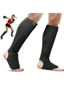 Espinilleras Boxeo para Hombre, Protecciones para Piernas y Empeines, Shin Guards de Padded, Tejido Elástico Cómodo y Transpirable, Espinilleras y Protectores de Empeine para,Muay Thai,Kickboxing - 1 - Ver 5