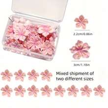 10pcs/20pcs/30pcs Pink & Purple Floral Shaped Pushpins, Cute Cartoon Resin Peach Blossom Decorative 3D Thumbtacks For Cork Board, Photo Decoration, Photo Wall, Map And School Supplies Decoration, Holiday Decor Materials - Multicolor - View 5