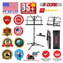 5 Core Sheet Music Stand Foldable Adjustable Bookstand - Black - View 11