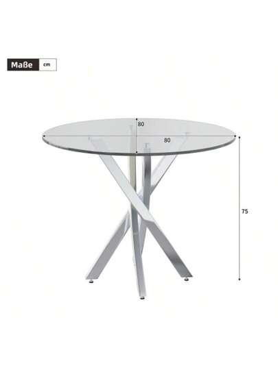 Dining Tafel Set (Including Chairs), 80*80*75 Tempered Glass Top, Moderne Table, Galvanized Legs, Coffee Grijs Chairs, Zilver Legs view 2