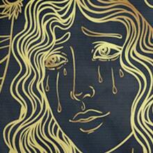 Conjunto de capa de edredom de microfibra com tema de misticismo gótico, 2/3 peças, estampa 3D, arte em linhas douradas, conjunto de roupa de cama estilo esotérico para decoração alternativa e eventos temáticos (tamanho 135x200, apenas 1 fronha)