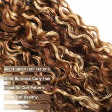 4/27 Water Wave Burmese Curly Bundles Human Hair 24 26 28 Inches 3Pcs Honey Blonde Ombre Curly Human Hair Bundles Weave With Spiral End 3c4a Quick Weave Hair Bundles For Women Suitable For Natural Hair Colors Of Women,100% Human Hair. - 4/27 - View 5