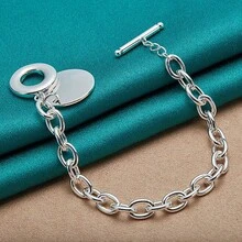 Pulsera de cadena con nariz de cerdo plateada en plata de ley 925 para mujeres y hombres, joyería de moda para bodas y fiestas