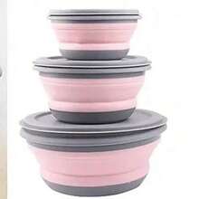 Foldable Silicone Bowl Set - Essential For Outdoor Picnic Camping, Portable Cookware, Travel Fruit Container, Collapsible For Space-Saving - Multicolor - View 12