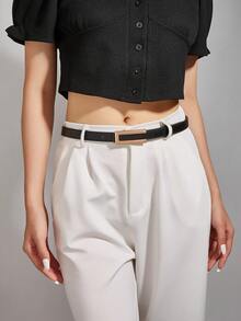 حزام جلد PU أنيق وعملي بإبزيم مربع للنساء، لون أحادي، مناسب للفساتين والتي شيرتات والبدل والملابس الرسمية والكاجوال، مناسب للصيف والمدرسة والخريف وعيد الهالوين