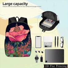 1PC Colorful Single-Sided Printed Student Backpack Pink Rose Print Starry Sky City Landscape Hand Washable Backpack Personalized Zipper Multi-Use Shoulder Strap Back And Waist Protection Design Backpack, Fashionable IPad Laptop Backpack, Large Space, Multi-Category Compartments Full Print Body, Handheld Design With Adjustable Shoulder Straps, Elastic Pockets On Both Sides Of The Backpack, Suitable For Men And Women For Campus, Travel, Outdoor, Sports Lightweight Backpack - Mix - View 6