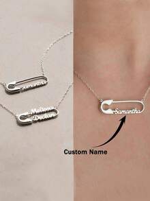 Collar con colgante de clip de papel con nombre personalizado, adecuado para hombres y mujeres, collar personalizado, placa con nombre grabado personalizado de 1-2, joyería de acero inoxidable de moda, regalo de pareja, regalo de cumpleaños, regalo de aniversario - Multicolor - Ver 6