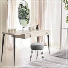 Vanity Stool, Gray Vanity Stools For  Room, Round Ottoman Foot Stool, Velvet Footrest Vanity Chair For Bathroom Vanity, Bedroom, Living Room, Entryway, Offices,23566355 - 深灰色 - 查看 2