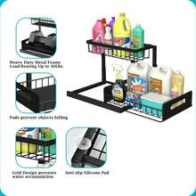Under Sink Organizer, Pull-Out Cabinet Storage, 2-Tier Slide-Out Sink Rack, Kitchen Organizer And Storage, Black, 1-Pack - màu đen - Xem 6
