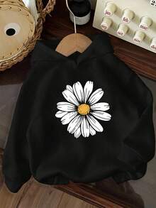 Conjunto de 3 piezas de sudadera con estampado gráfico para niña preadolescente, sudadera cálida y cómoda con forro térmico para otoño/invierno - Negro - Ver 3