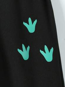 Set de 2 piezas para niños pequeños: Camisa de cuello redondo de manga larga con estampado de dinosaurios y pantalones holgados con cordón, apropiado para uso diario, viajes, fiestas de cumpleaños, regalo