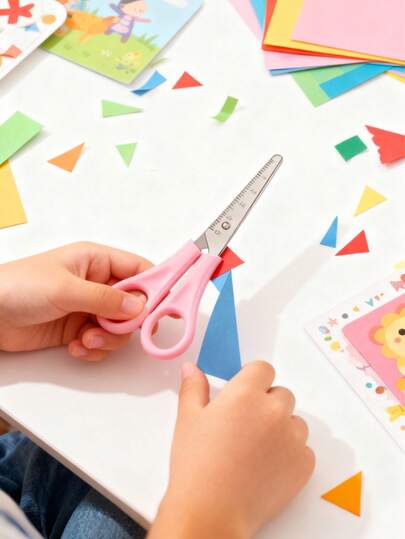 Colorful Ruler With Scale Scissors Office Scissors Student DIY Handmade Scissors Household Round Head Ruler Cut Birthday Gift Gift For Friends!,School Supplies,Back To School