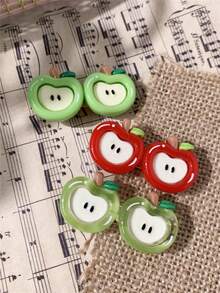 1pc Cute Cartoon Apple Slice Duck Clip, Bangs Clip, Vibrant Color Hair Accessory For Girls, Suitable For Daily Wear, Claw Clips