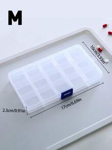 1 cutie de depozitare cu compartiment pentru obiecte mici, multifuncțională, impermeabilă, detașabilă; potrivită pentru depozitarea bijuteriilor, accesoriilor pentru unghii, șuruburilor și uneltelor, separatorul poate fi dezasamblat și asamblat după bunul plac. Folosită pentru depozitarea cerceilor, inelelor, bijuteriilor, accesoriilor pentru unghii, decorarea și depozitarea bijuteriilor. Cadouri pentru fete, soare, călătorii, răcoare, înapoi la școală.