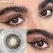 FUNSACHY MARGARET Series Brown Color Soft Contact Lenses, 14.5mm Natural Color, Annual Replacement - JOLIE-cHOCOLATE - View 4