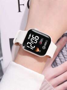 6/1pc/Set Fashionable, Cute, Exquisite And Elegant Square Heart-Shaped Pattern LED Digital Display Electronic Watch, Paired With Butterfly Necklace, Bracelet, Ring, Earring Set, Suitable For Girls' Jewelry Set, Is The Perfect Gift For Parties, Celebrations, Travel, Back To School Season, Christmas, Halloween, Family And Friends Gifts, Commemorative Items