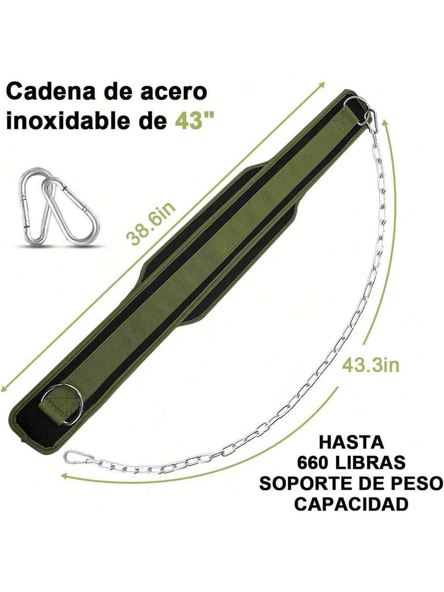 AdooAdii Cinturón Gimnasio con Peso Lastre Cinturón de Inmersión con Cadena Acero Ajustable para y Levantamiento de Pesas 150kg, Cinturón en Gym Casa para Mujer Hombre Sentadilla Musculación Dominadas - 1 - Ver 1