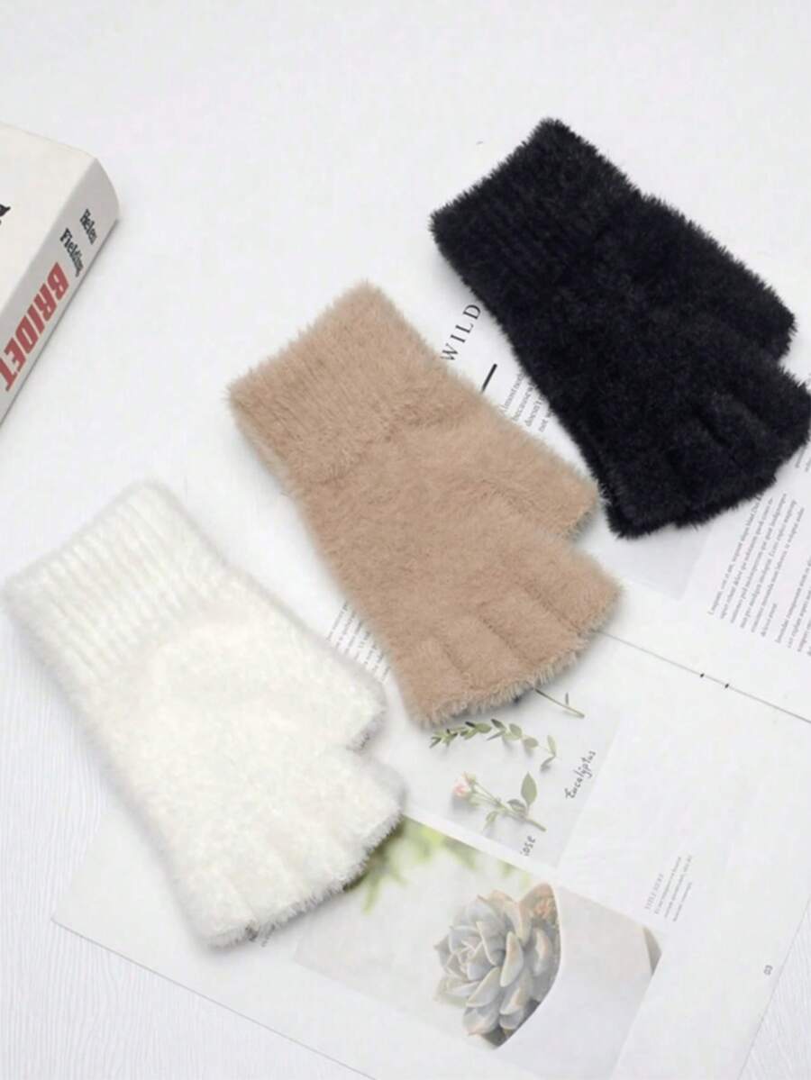 زوج من قفازات النساء بدون أصابع، مريحة للكتابة والطباعة، قفازات للطلاب - متعدد الألوان - مشاهدة 1