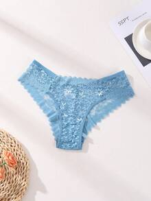6条/包 性感蕾丝拼接低腰无痕比基尼内裤 - 透气柔软女士日常及瑜伽无痕内衣 - 彩色 - 查看 4