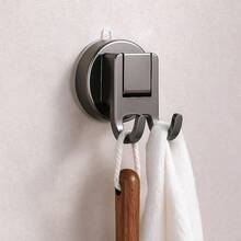 No-Drill Double-Groove Suction Cup Storage Rack - Carbon Steel+PET+Rubber, Removable & Washable For Bathroom/Toilet/Vanity