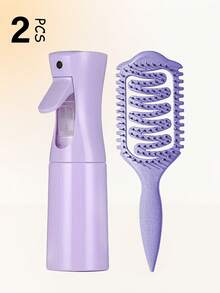 2/3/5/6/11pcs Styling Comb Set, Including New Upgrade Curl Defining Brush, Nine-Row Comb, Spray Bottle, Scalp Massager Shampoo Brush, Premium Wide Tooth Comb, Flower Hair Clip, Teasing Hair Brush, Rat Tail Comb, Edge Brush, This Hairbrush Set Is Specially Designed For Wavy, Curly And Frizzy Hair, Effortlessly Tackling Styling Challenges On Wet, Dry And Long Hair, It Makes The Perfect Gift Set For Treating Yourself Or Loved Ones(Purple) - Multicolor - View 4