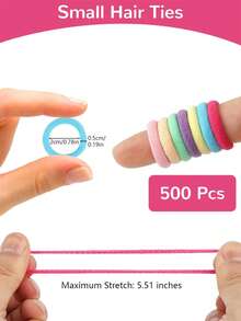 Colored Hair Bands For Girls, 100/500/1000pcs/Pack, Polyester Nonwoven Fabric, Mixed Colors - Perfect Gift For Students - Multicolor - View 2