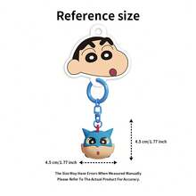 New Crayon Shin-Chan Authentic Big Head Series Keychain - Hero Shin-Chan Design, 3D Stereo Doll Charm, High-Definition Thick Eyebrow & Cute Face, PVC+ABS Material, Wear-Resistant & Colorfast, For Keys/Backpack/Bag/Car Key, Anime Peripheral Toy, Couple Gift, Nostalgic Healing Item