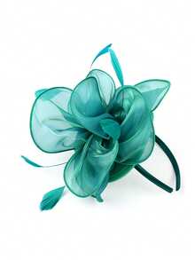 1件套精美头饰，茶会帽，饰有丝带、羽毛和发夹，适合女孩和女士，婚礼用品，发饰，迷你帽子，德比帽，礼物，晚宴 - 彩色 - 查看 18