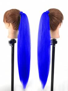 1-2pcs 26 Inch Blue DIY Braiding Hair Extensions | Women Synthetic Yaki Straight Heat Resistant Fluffy Ponytail | Suitable For Halloween, Christmas, Holiday Parties - Blue - View 4