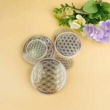 1 件天然水晶 6 厘米/8 厘米/10 厘米透石膏片板金色生命之花金色图案盘圆形家居装饰 - Flower Selenite Slice - 查看 11