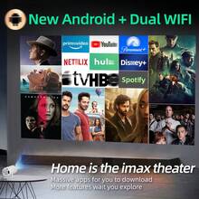 HUASHIJIE 4k Home Ultra HD 5G Projector Multi Functional Immersive Home Cinema, Supports WiFi Connection To Android Apple Phone, Directly Projected White Wall Projector Home KTV Gaming Online Course Bedroom Dormitory, Supports HD Interface, USB Interface Connection, Built In Android System Massive Application Download, Built In Sound System, Outdoor Projection, Christmas And Valentine's Day Gifts - 美規A型插(110-127V) - 查看 5