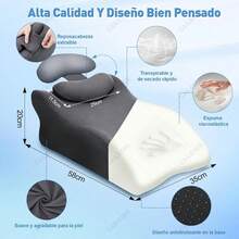 Almohada Para Piernas 2 en 1, Reposacabezas Extraíble, Almohadas Ortopédicas Antireflujo, Cuña Para Cama Adulto, Alivia La Hinchazón, Mejora Circulación, Para Descanso, Recuperación Y Embarazadas - gris - Ver 3