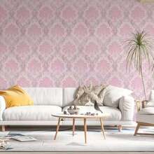 1 Roll European Style Floral Patterned PVC Wallpaper, Waterproof & Moisture-Proof, Removable Self-Adhesive, Suitable For Home & Dorm Decor, Can Be Directly Applied To Living Room, Kitchen, Bedroom Furniture