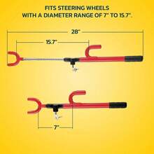 Steering Wheel Lock The Club Twin Hooks Anti Theft Universal Car Truck Van SUV - Red - View 4