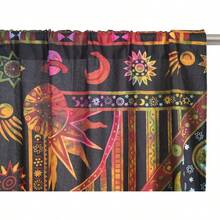 Burning Sun Hippie Mandala Window Curtains  Tye Dye Bohemian Sun Moon Beautiful Drapery Bedroom Living Room Balcony Valance Panels Golden - 金色紮染 - 查看 5