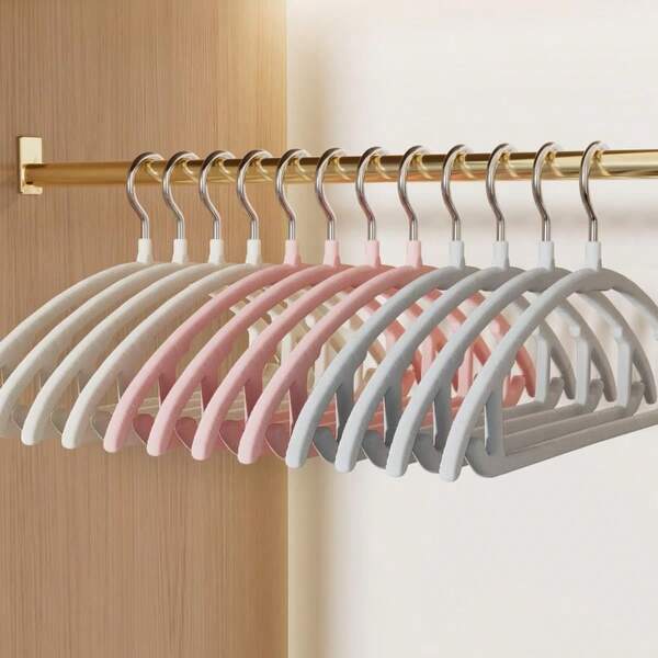 20pcs High-Quality Plush Hangers, Multifunctional Home Seamless Hangers, Wardrobe Organizer, Wet And Dry Dual-Use Hangers, Ultra-Thin Wardrobe Space Saving, Home Storage Hangers, Home Decoration Room Decoration Organizer Minimalism
