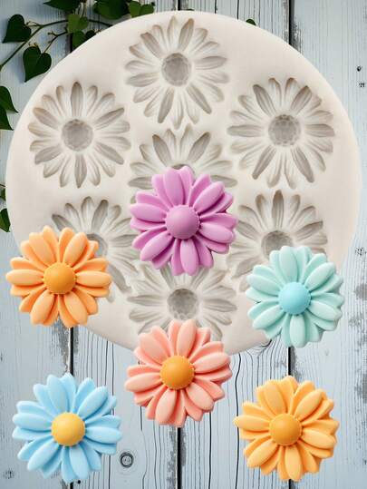 Moldes de silicone para fondant em formato de flor de margarida, moldes de chocolate em formato de flor de crisântemo, decoração de bolo, topo de cupcake, doces, argila de polímero, pasta de goma
