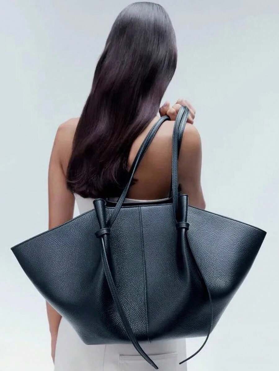 Women's One Shoulder Handbag, PU Leather High-Capacity Underarm Tote Bag - Black - View 1