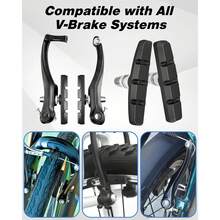 MTB Bicycle Brake Pads 70mm 2.76" V-Brake Pads Silent Brake Shoes Rubber Bicycle Brake Block Replacement For Most Mountain Road Bicycle With Installation Tools - Multicolor - View 3