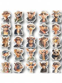 SCXXBSW 50pcs Fun Cartoon Cool King Animal Vector Art Creative Stickers Suitable For Handbooks, Phone Cases, Laptop Suitcases, Refrigerators - متعدد الألوان - مشاهدة 12
